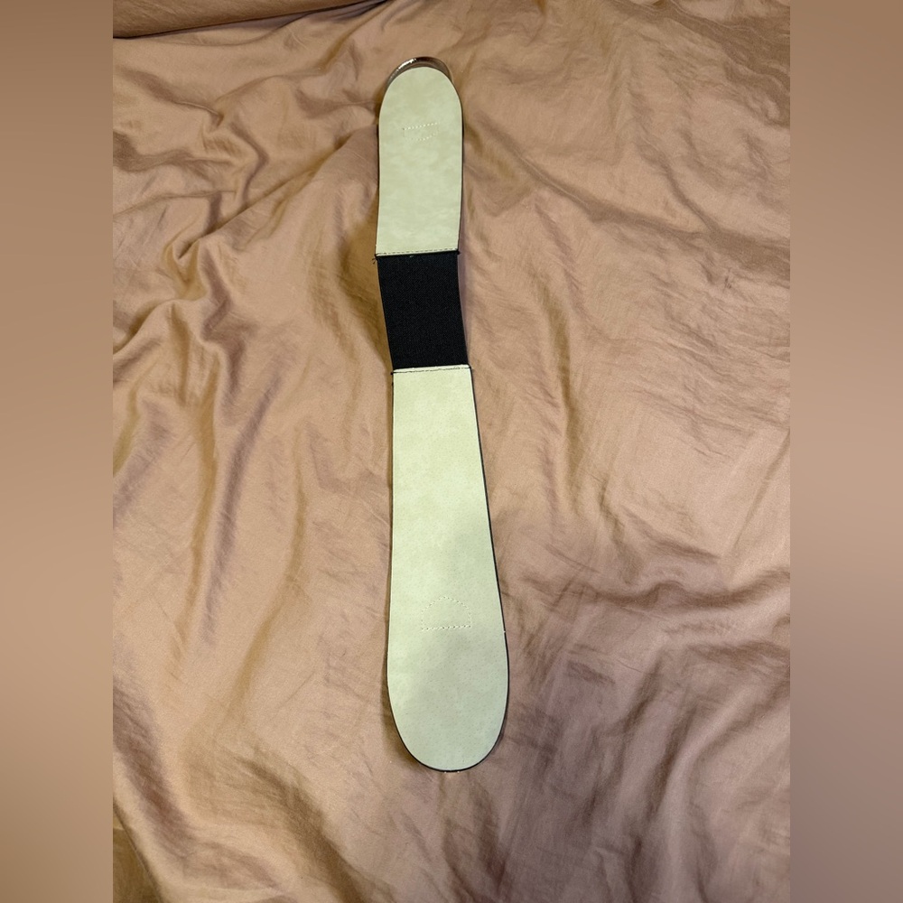 Black Leather Double-Ring Rhinestone Interlock St… - image 5